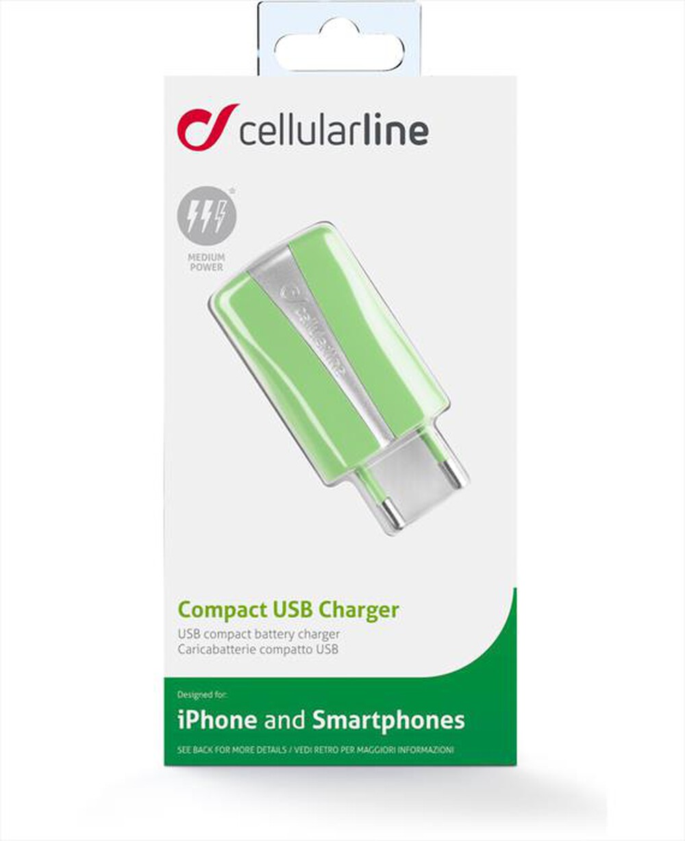 "CELLULARLINE - USB Compact Charger ACHUSBCOMPACTCG-Verde"