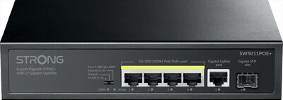 STRONG - Switch Gigabit PoE+ a 6 porte 4P+2 UPLINK GIGA-Nero