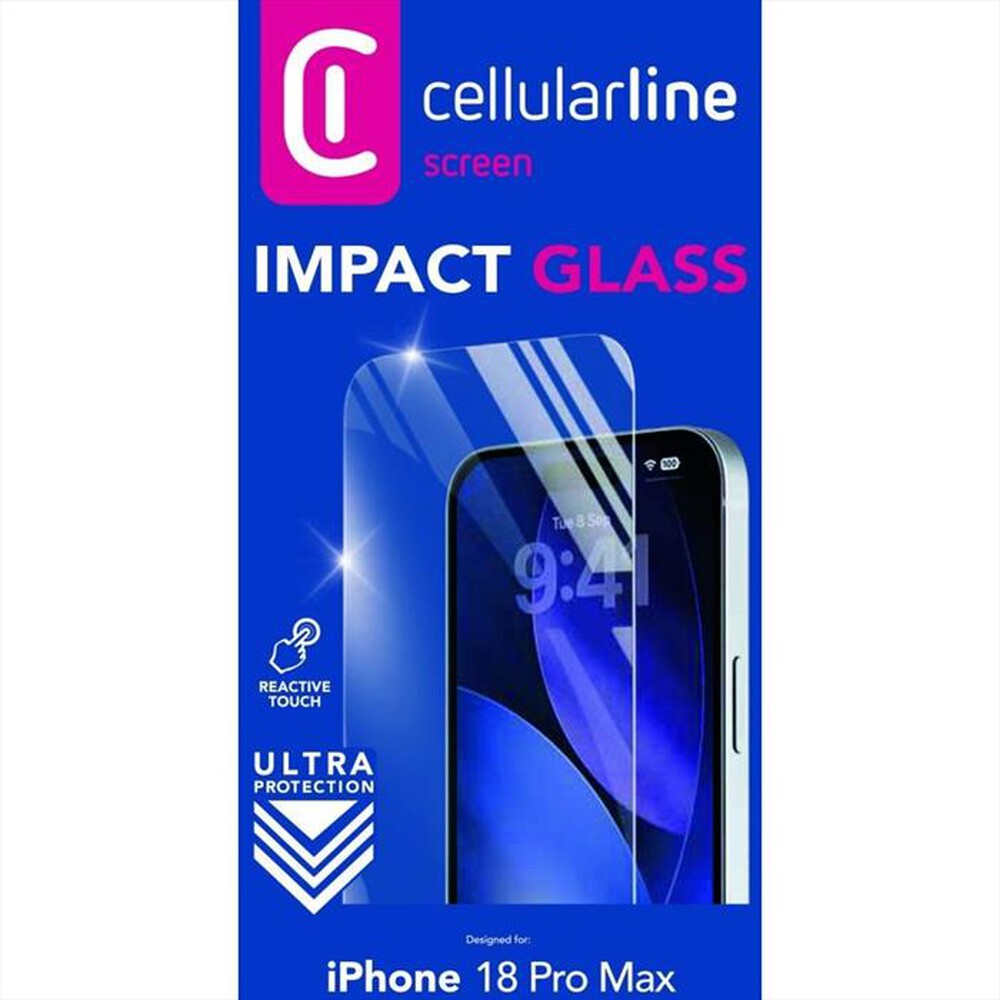 Immagine del prodotto CELLULARLINE - Pellicola IMPACT GLASS per IPHONE 18 PRO MAX-Trasparente