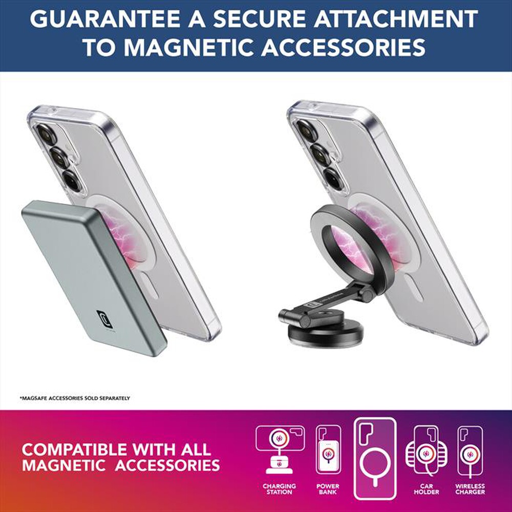 "CELLULARLINE - Custodia magnetica GLOSS MAG per Galaxy S25+-Trasparente"