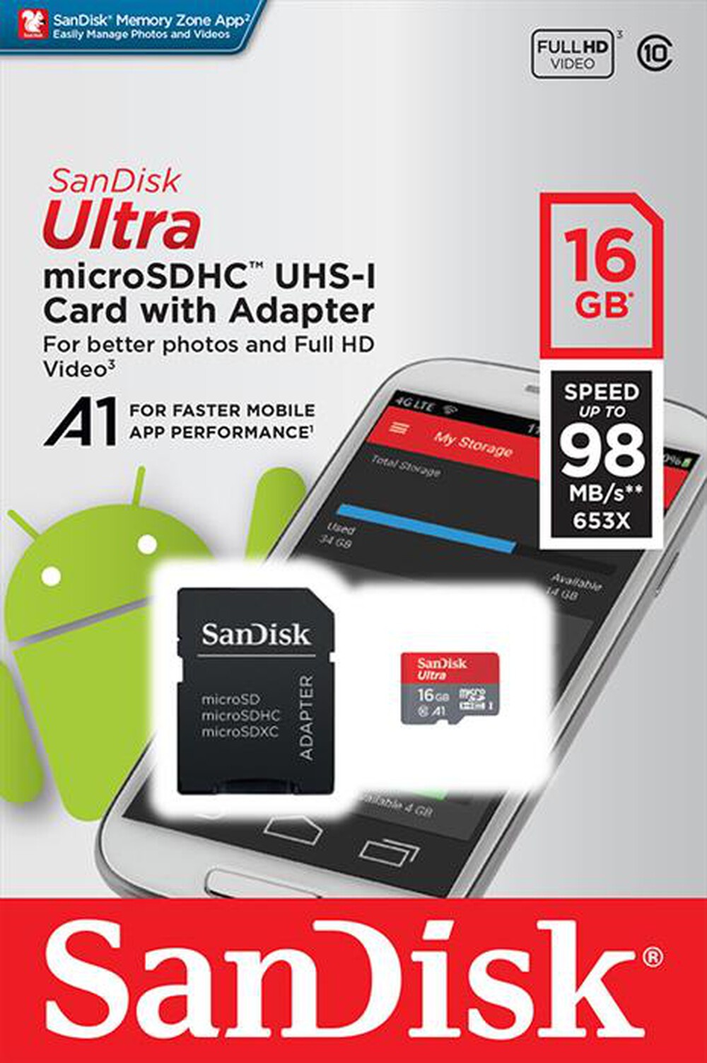 "SANDISK - MicroSD Ultra 16GB A1"