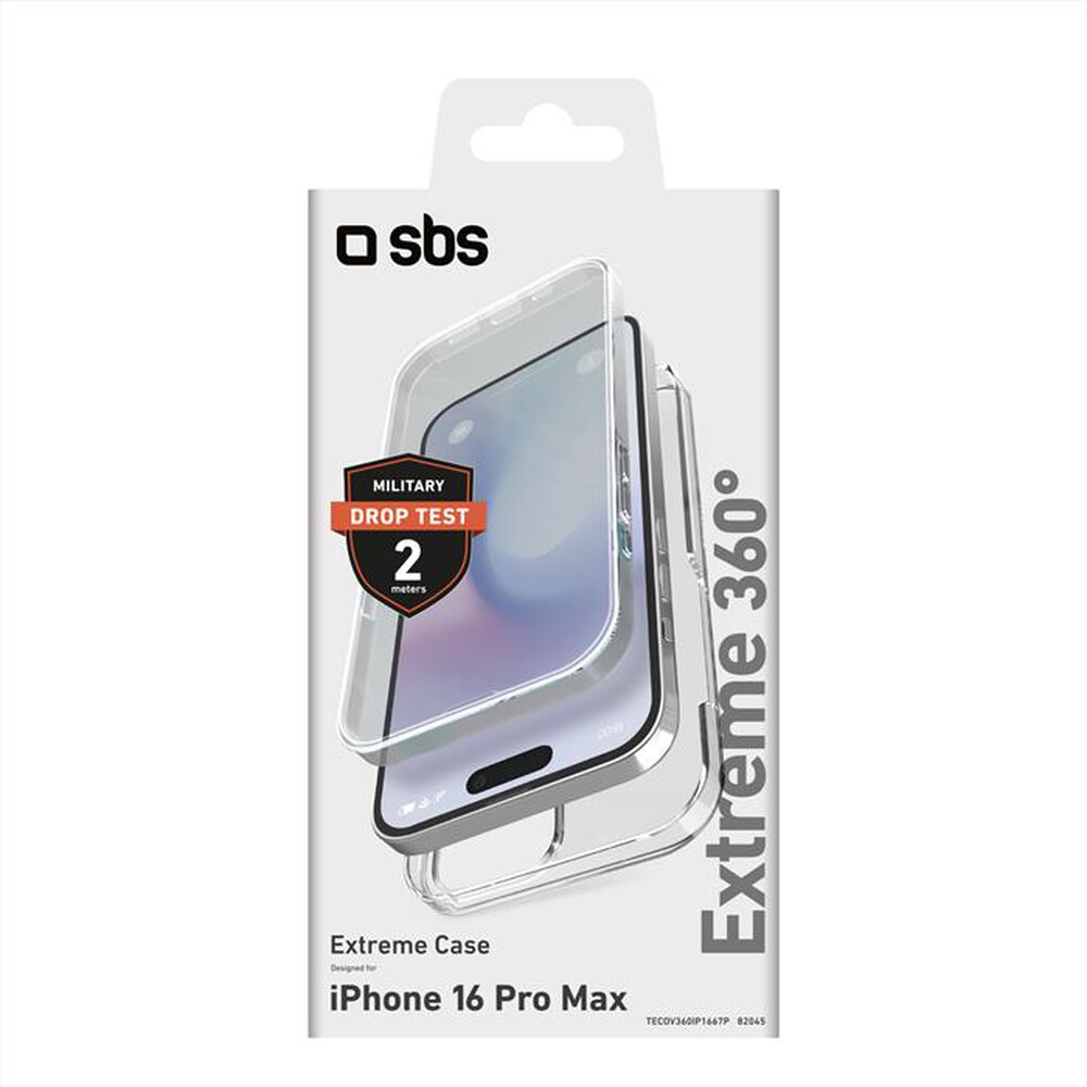 Immagine del prodotto SBS - Cover protezione front/post per iPhone 16 Pro Max-Trasparente
