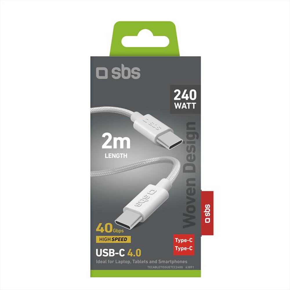 "SBS - Cavo braided type-C 4.0 TECABLETISSUETCC40GB-Grigio"