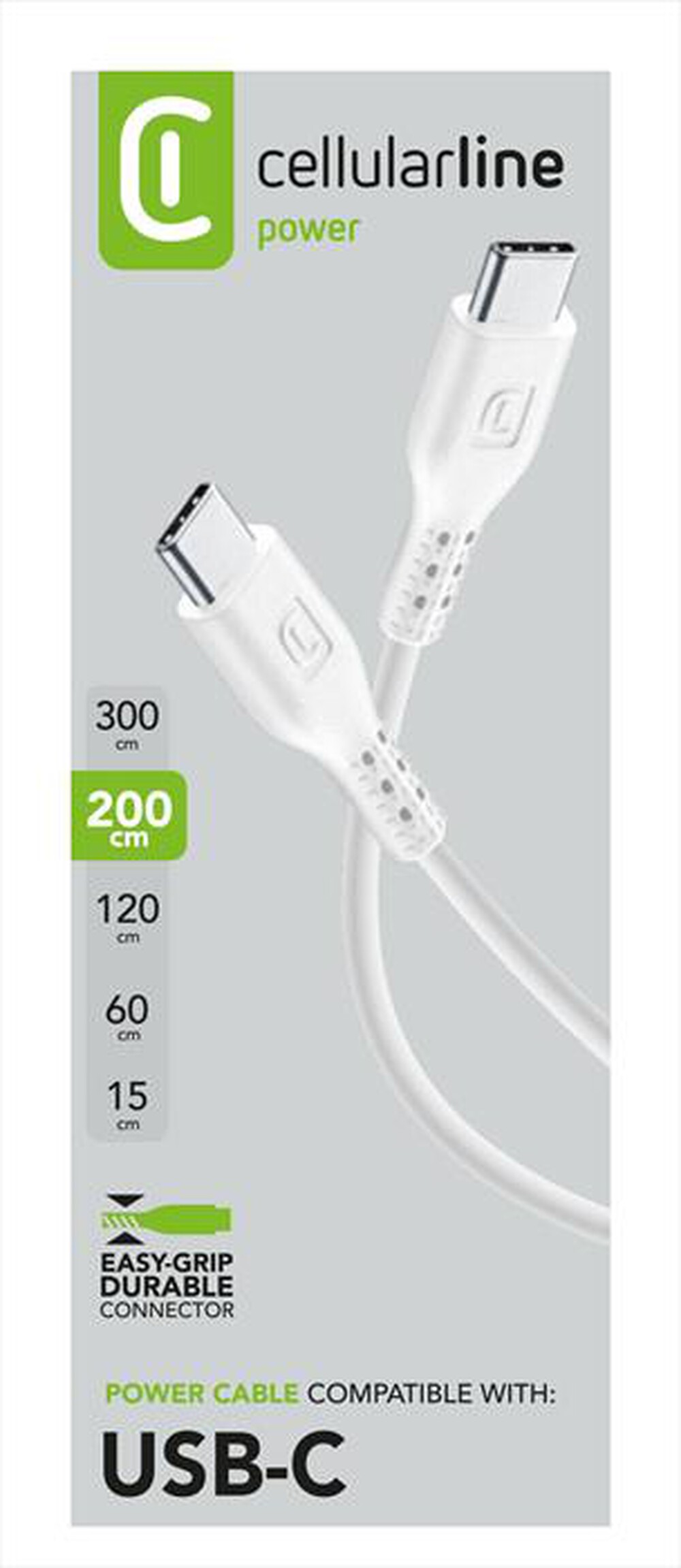 Immagine del prodotto CELLULARLINE - USBDATACUSBC2C2MW Cavo Dati-USB-C TO USB-C-2 MT-Bianco
