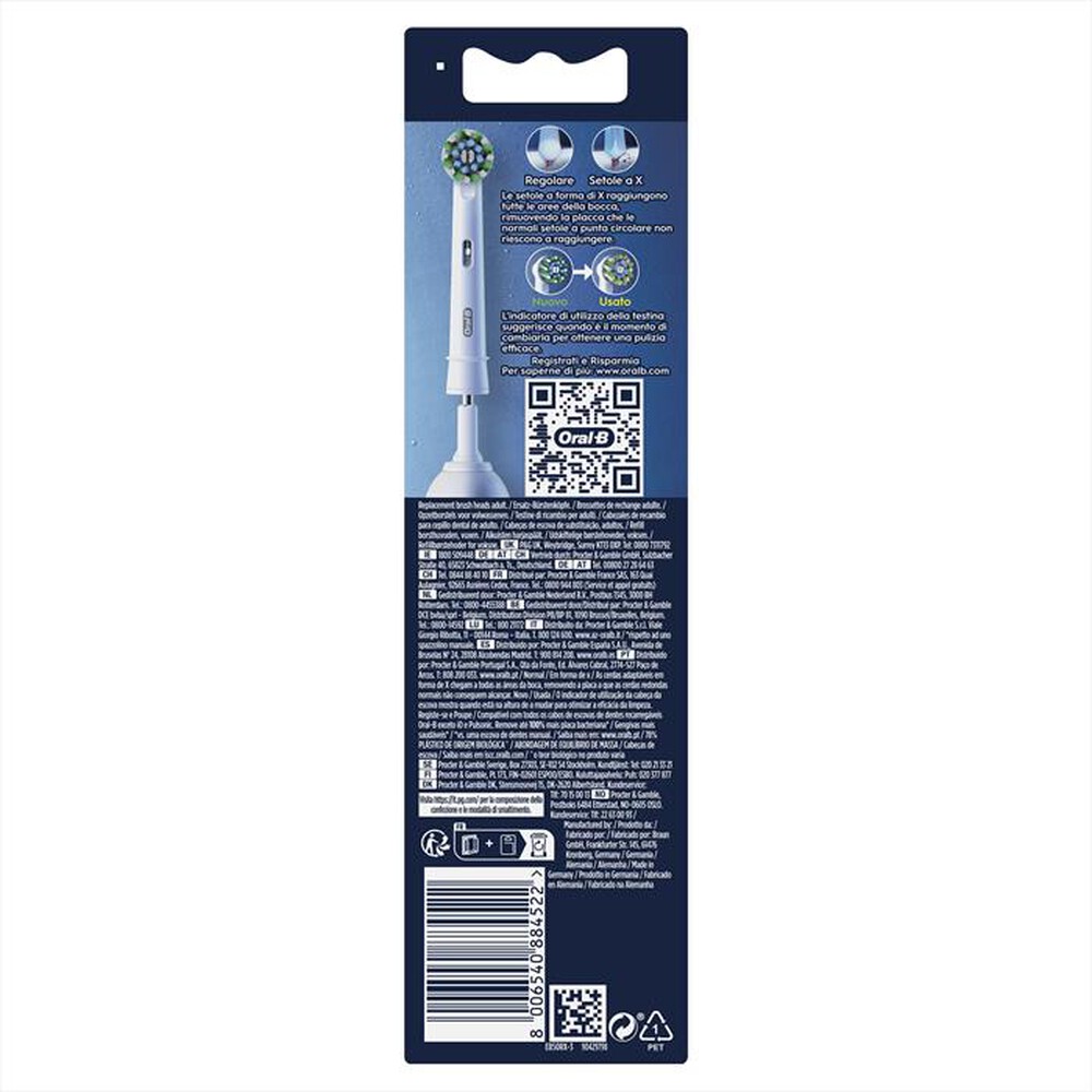 "ORAL-B - TESTINE PRO CROSS ACTION 3 TESTINE-BIANCO"