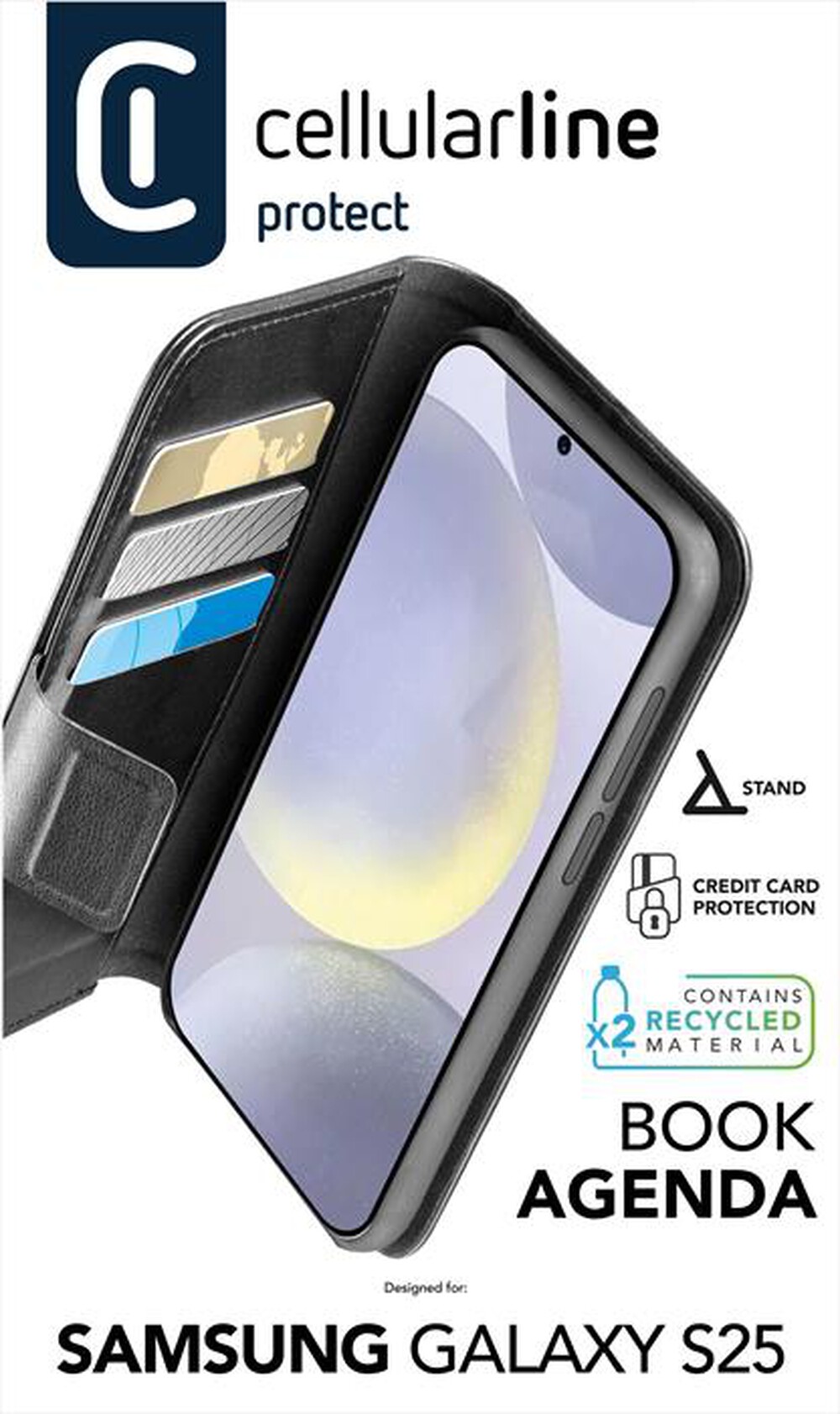 Immagine del prodotto CELLULARLINE - Custodia a libro BOOK AGENDA per Galaxy S25-Nero