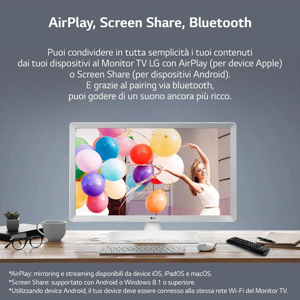 "LG - Smart TV LED HD READY 23,6\" 24TQ510S-WZ.API-Bianco"