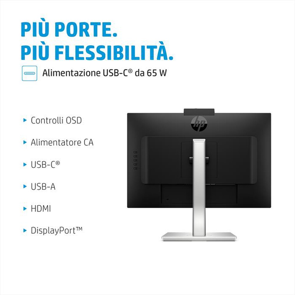 "HP - Monitor LED 23,8\" M24 WEBCAM-Nero, Argento"