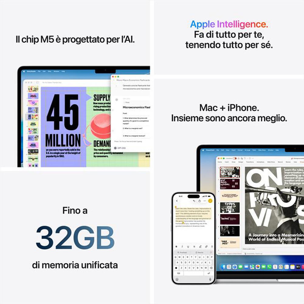 Immagine del prodotto APPLE - MacBook Air 15" M5 Core 10 CPU 10 GPU 16GB 1TB SSD-Argento