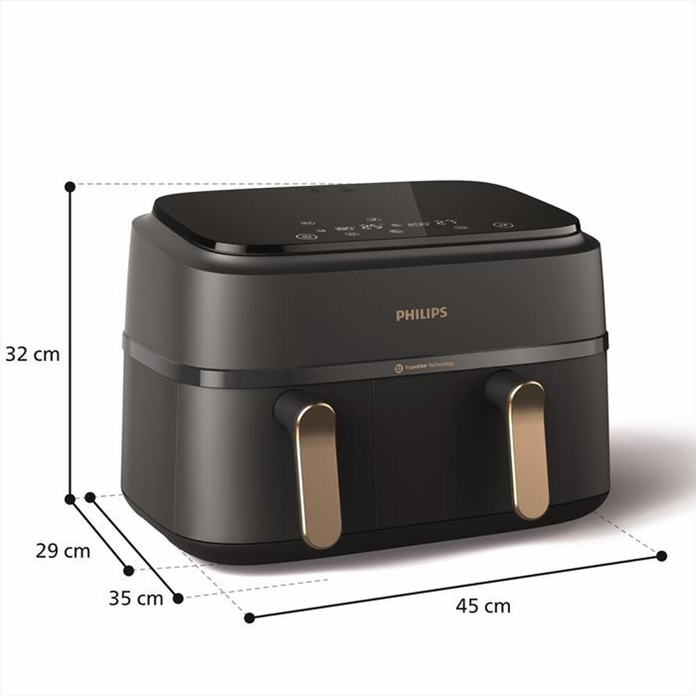 "PHILIPS - Friggitrice AIRFRYER SERIE 3000 DA 9L NA352/00-Nero/Oro"