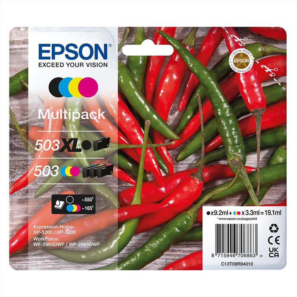 Immagine del prodotto EPSON - INK SERIE PEPERONCINO MULTIPACK 604 XL/STD-NERO/CIANO/MAGENTA/GIALLO