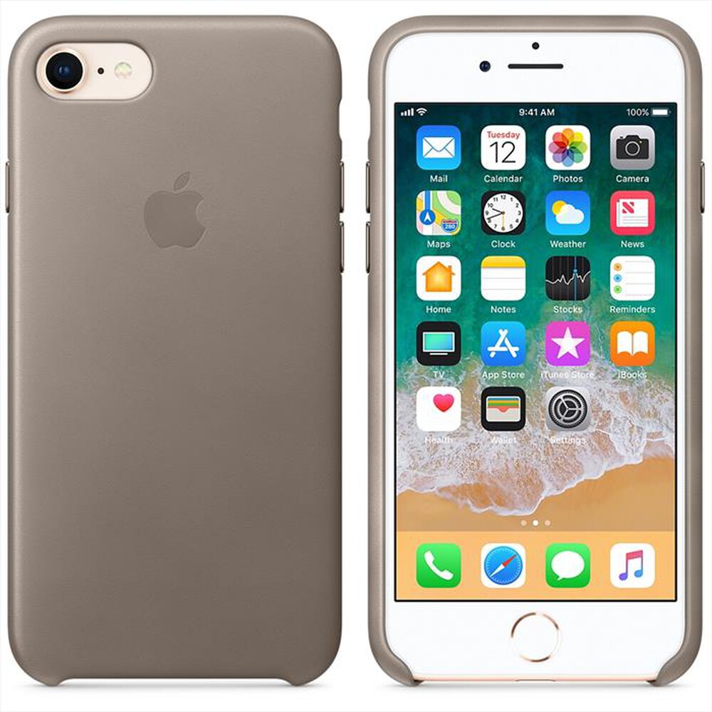 "APPLE - Custodia in pelle per iPhone 8/7-Grigio Talpa"