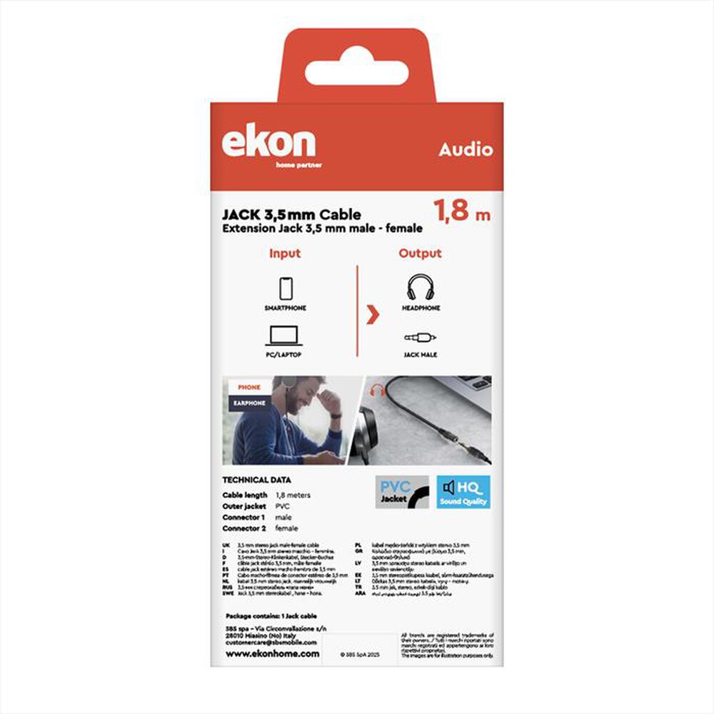 Immagine del prodotto EKON - Cavo audio Jack 3,5 mm