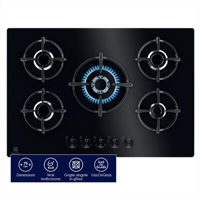 ELECTROLUX - Piano cottura a gas EGG75372K 0cm-Nero/Gas on glass