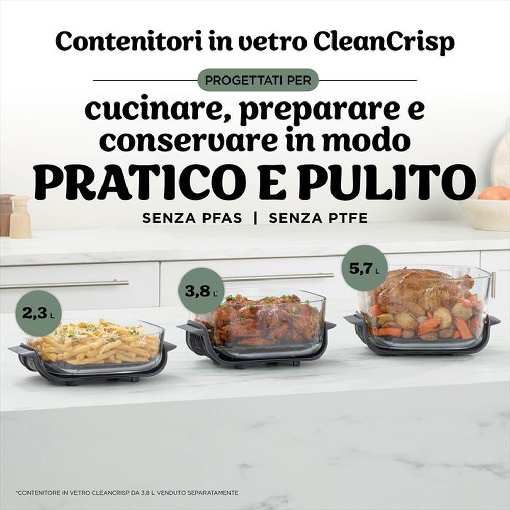 Immagine del prodotto NINJA - Friggitrice ad aria in vetro XL CRISPI PRO 5 IN 1-Verde Muschio