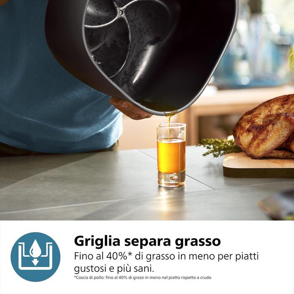 "PHILIPS - AIRFRYER SERIE 5000 DA 9L COTTURA VAPORE NA555/00-Inox"