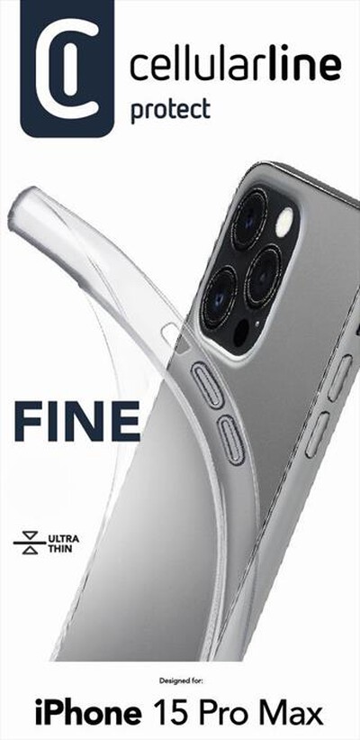 CELLULARLINE - Custodia back FINECIPH15PRMT iPhone 15 Pro Max-Trasparente
