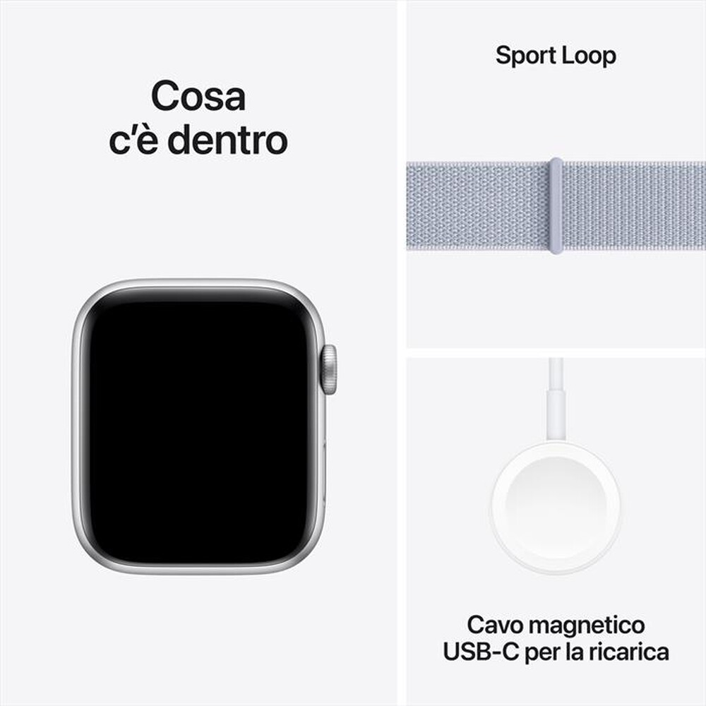 Immagine del prodotto APPLE - Watch SE GPS 44mm Cassa Alluminio-Argento - Sport Loop Azzurro