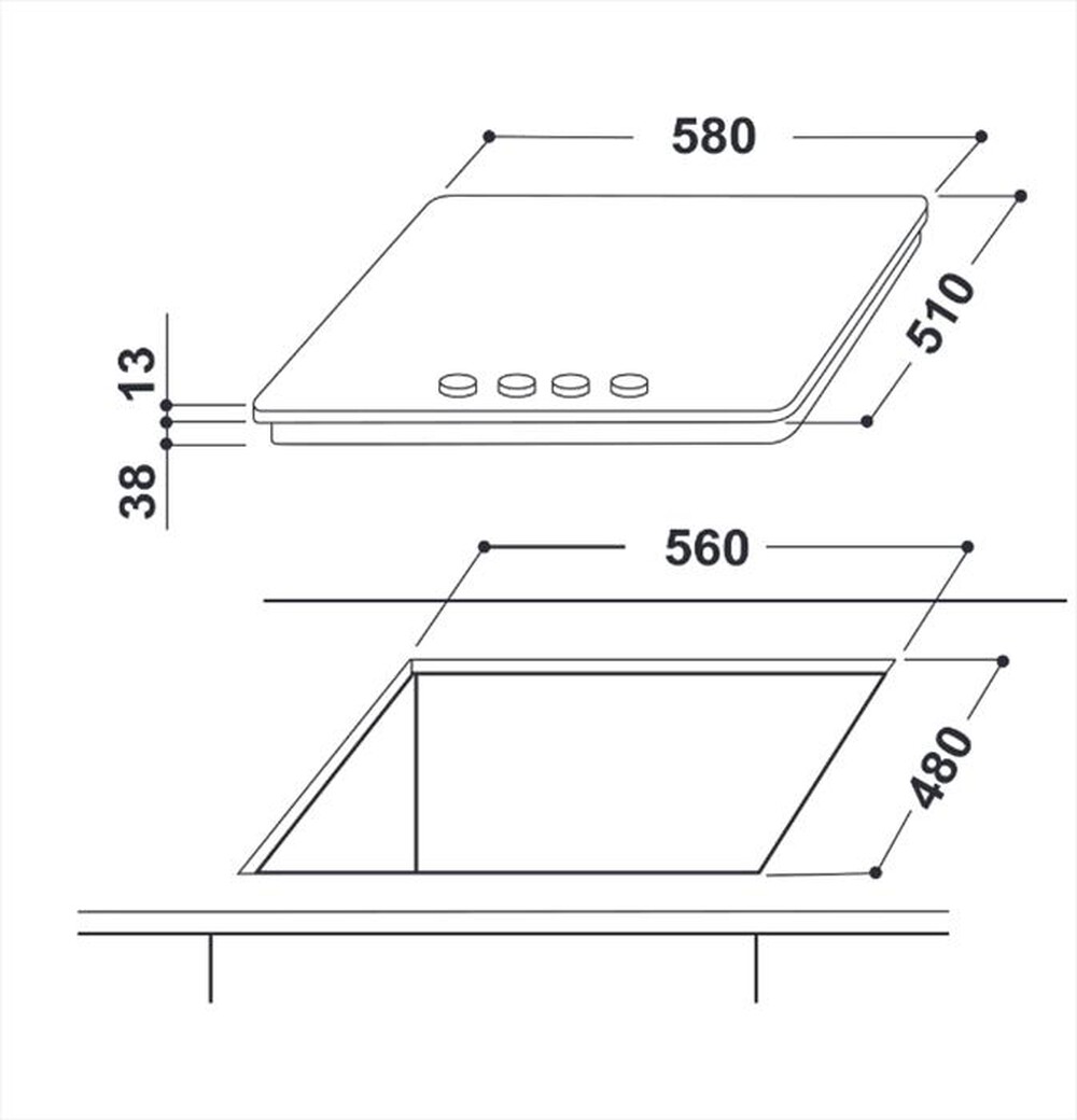 "HOTPOINT ARISTON - Piano cottura a gas PPH 60G DF/IX HOB OA 4 fuochi"