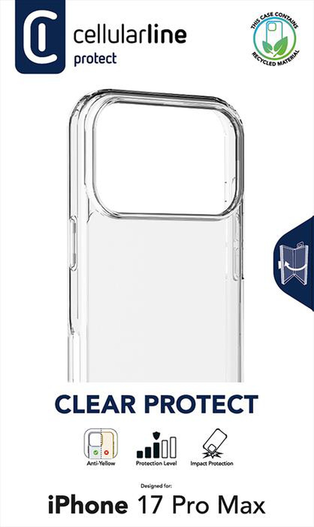 Immagine del prodotto CELLULARLINE - Custodia rigida CLEAR STRONG per IPHONE 17 PRO MAX-Trasparente