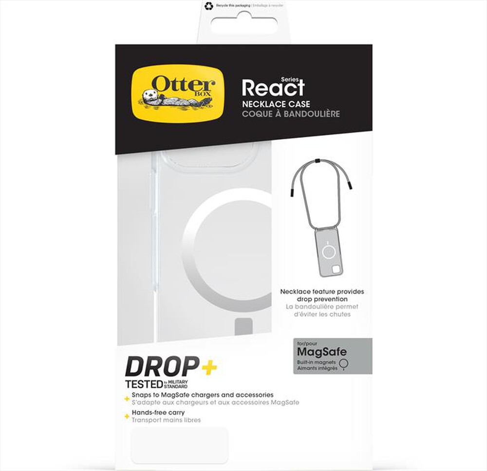 "OTTERBOX - REACT NECKLACE MAGSAFE TWIZZLERS CUSTODIA IPH 16PM-Trasparente"