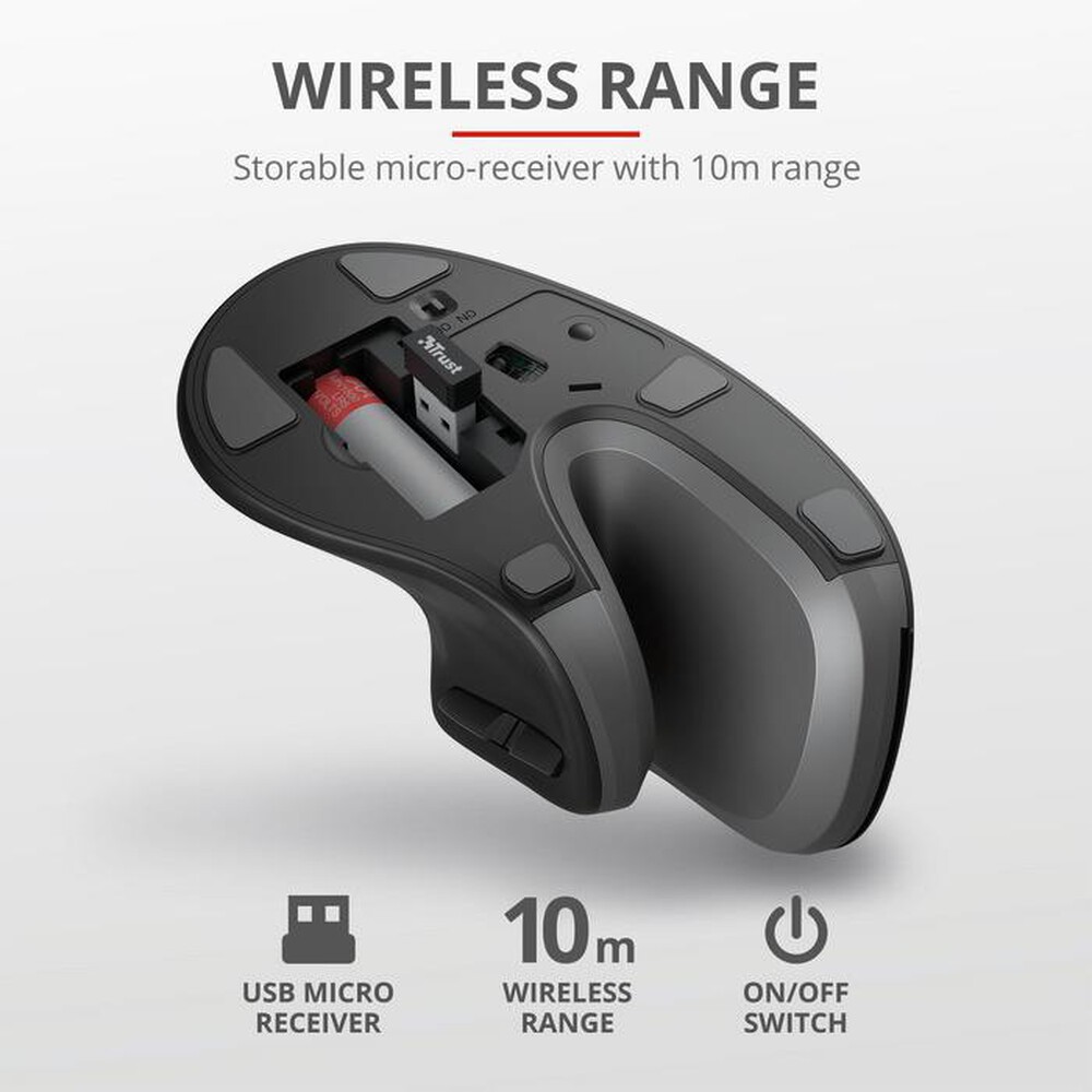 "TRUST - VERRO WIRELESS ERGO MOUSE-Black"