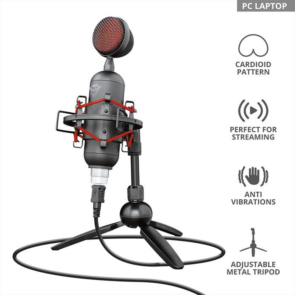 "TRUST - GXT244 BUZZ STREAMING MICROPHONE-Black/Red"