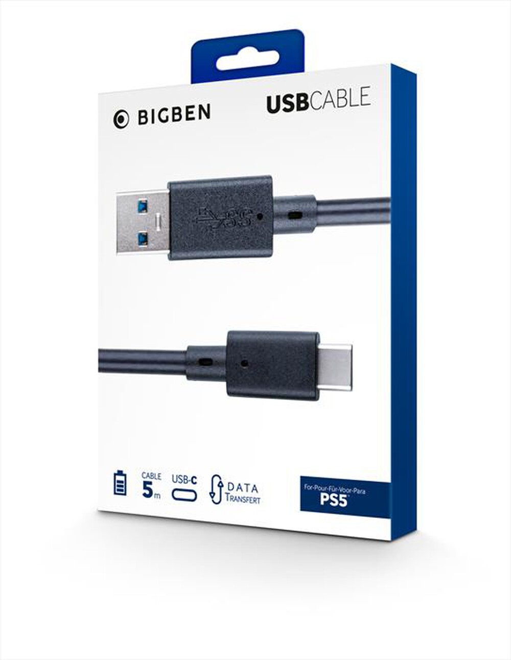 "BIG BEN - CAVO DI RICARICA CONTROLLER PS5 USB-C 5MT-Nero"