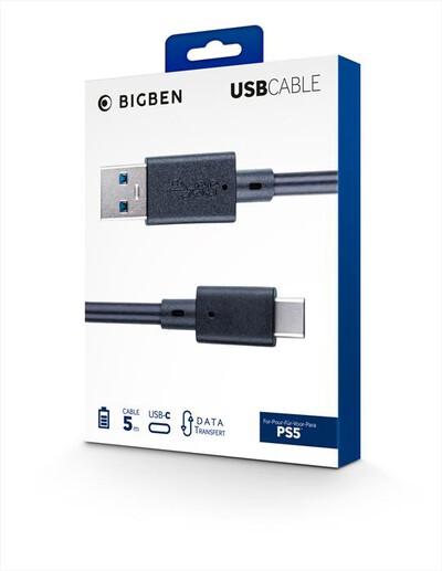 BIG BEN - CAVO DI RICARICA CONTROLLER PS5 USB-C 5MT-Nero
