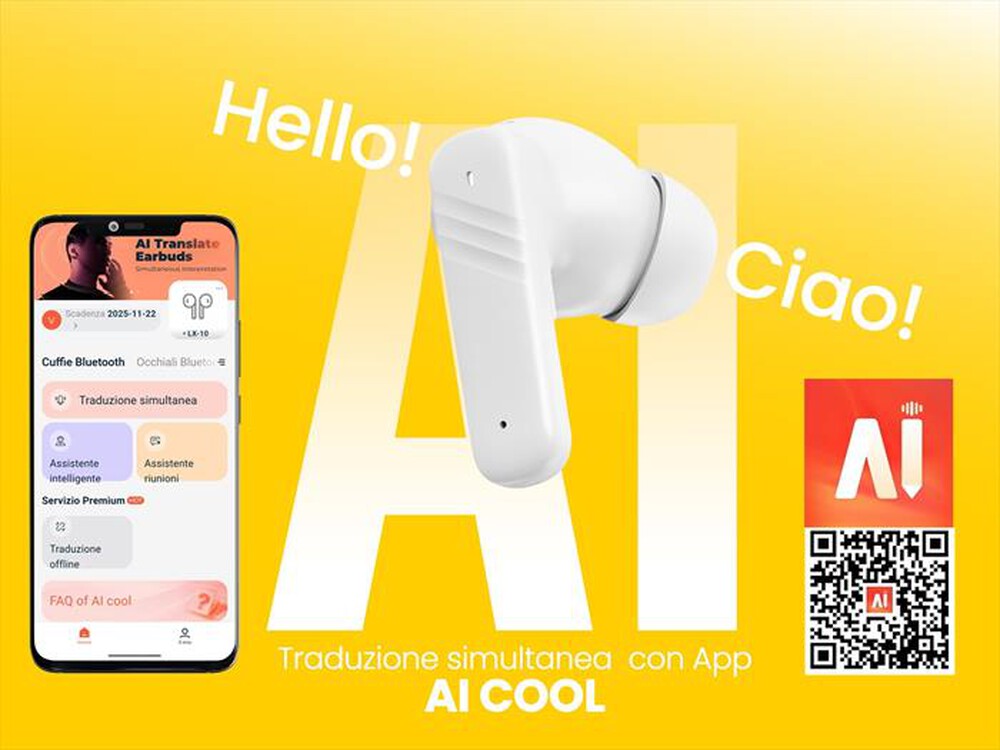 Immagine del prodotto TREVI - Cuffie con Traduzione Simultanea AI EAR 100 AID-Bianco