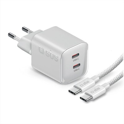 SBS - Caricatore GaN Mini 100W Dual USB-C-bianco