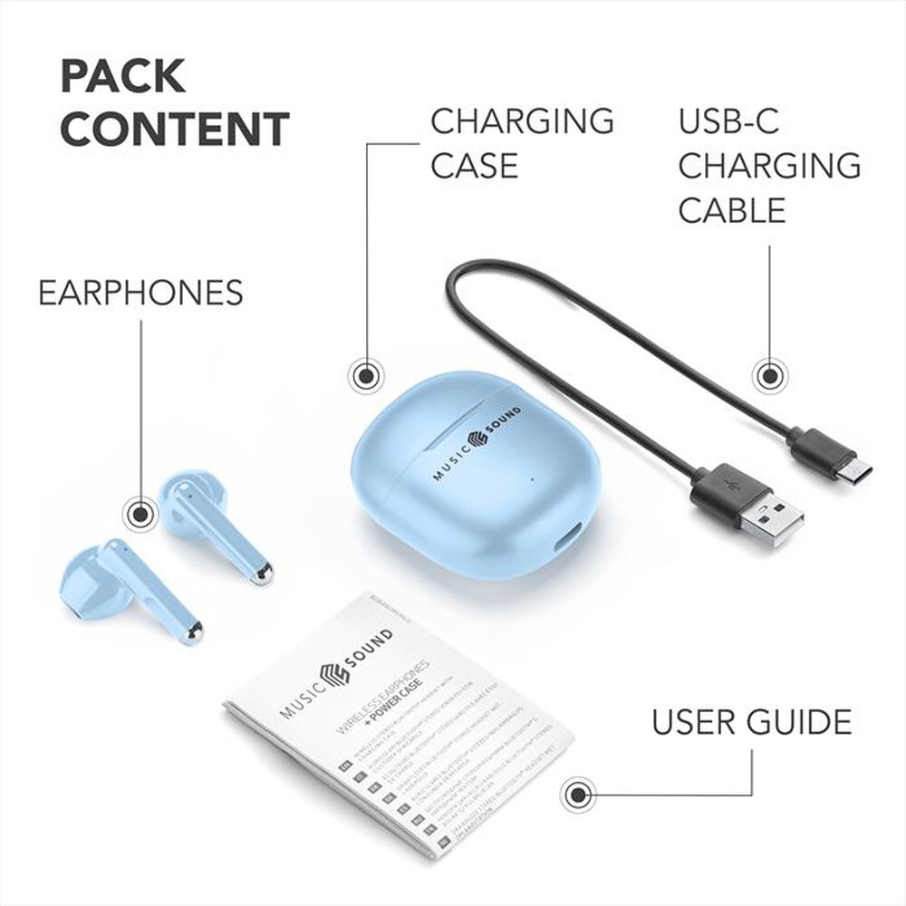Immagine del prodotto MUSIC SOUND - Auricolare Bluetooth a capsula BREEZE-Azzurro