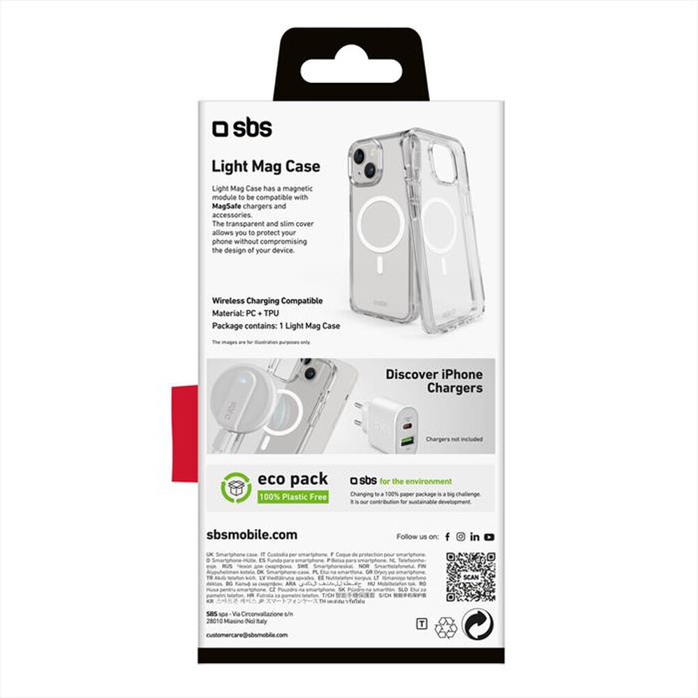 "SBS - Cover Lite Mag TELIGMAGIP1561T per iPhone 15-Trasparente"