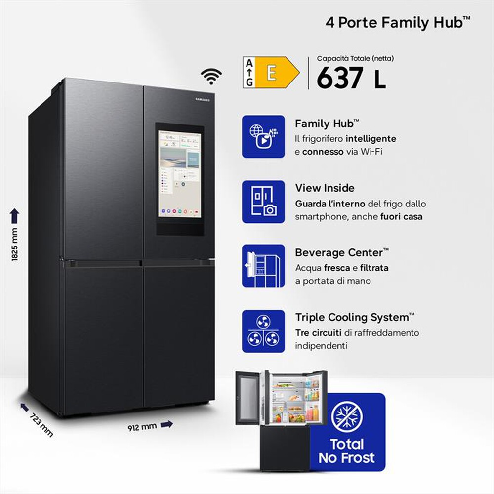 Immagine del prodotto SAMSUNG - Frigorifero 4 porte RF65DG9H0EB1EF Classe E 637 lt-Antracite
