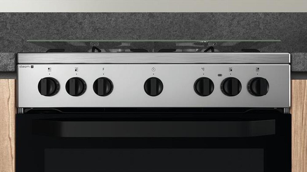 "HOTPOINT ARISTON - Cucina HS68G5PHX/E Classe A-Nero, Acciaio inossidabile"