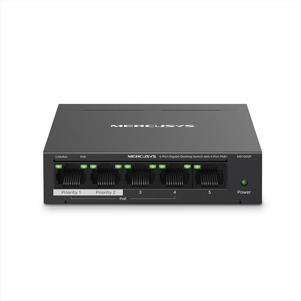 "MERCUSYS - 5-PORT GIGABIT DESKTOP SWITCH WITH  4-PORT POE+-nero"