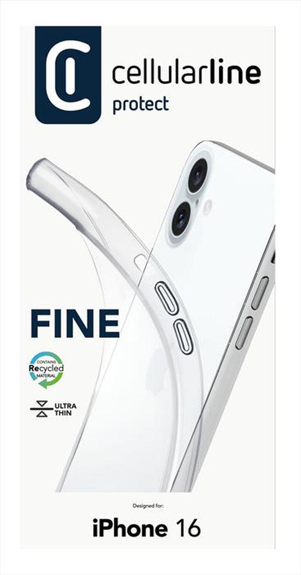 "CELLULARLINE - Cover case FINE per iPhone 16-Transparent"