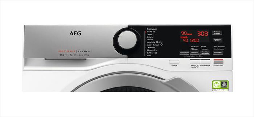 "AEG - Lavatrice L8FEE94SG 9 Kg Classe A-Bianco/oblò silver"