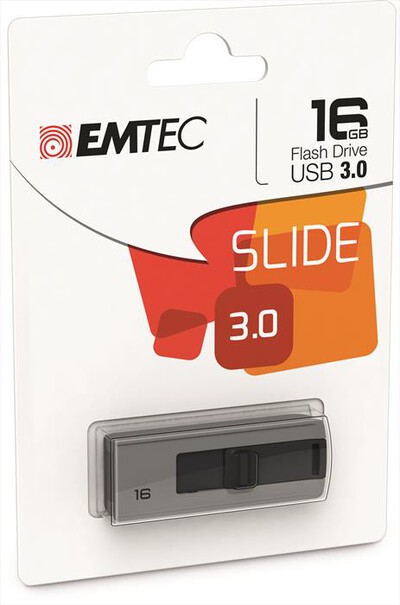 EMTEC - SLIDE USB 3.0 16GB-GRIGIO/NERO