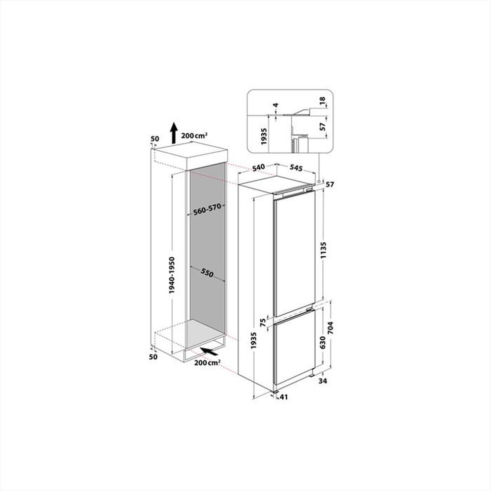 "WHIRLPOOL - Frigorifero combinato ART 9812 SF E Classe E 306lt-White"