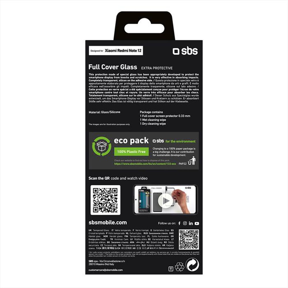 "SBS - Screen protector TESCRFCXIRNO12 Xiaomi Redmi Note-Nero"