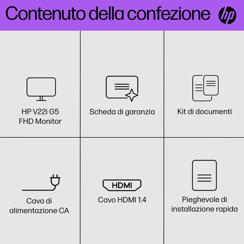 "HP - Monitor WLED FHD 21,5\" V22I G5-Nero"