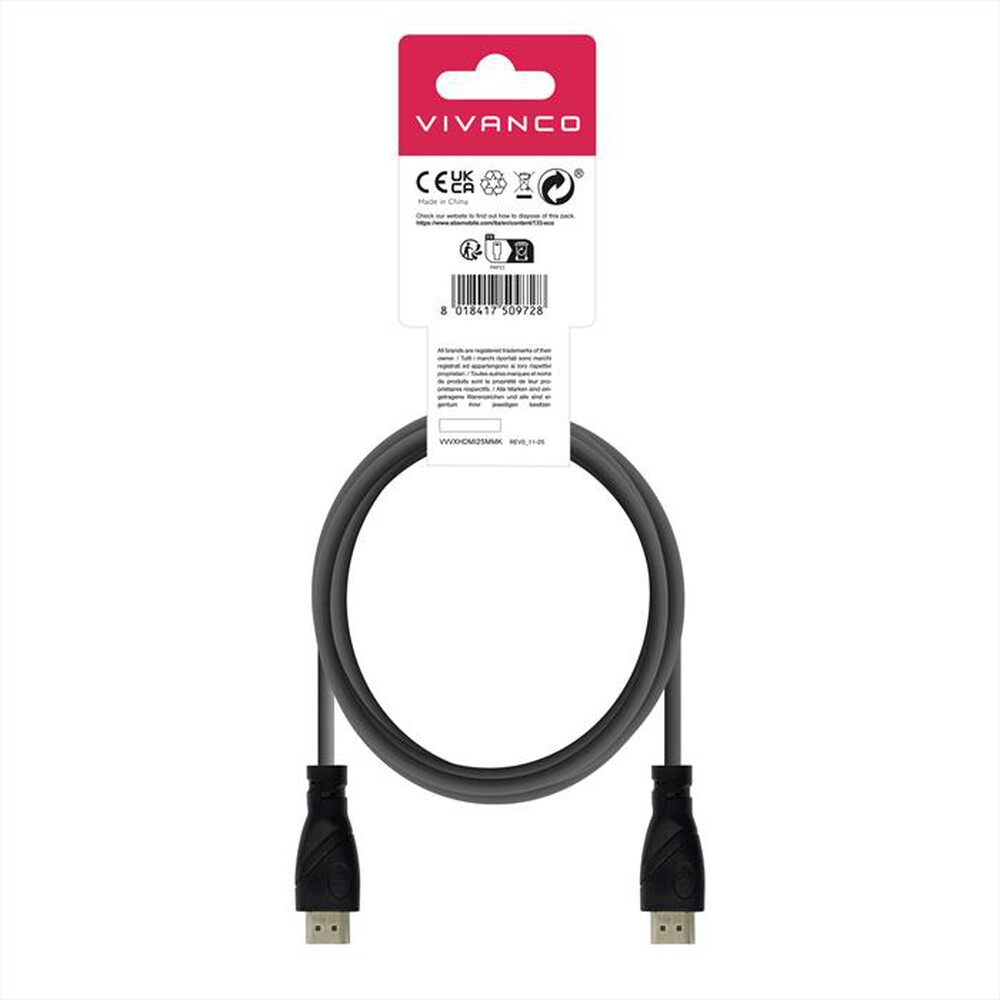 Immagine del prodotto SBS - Cavo HDMI ad alta velocit&agrave; con Ethernet, 2,5 m-Nero