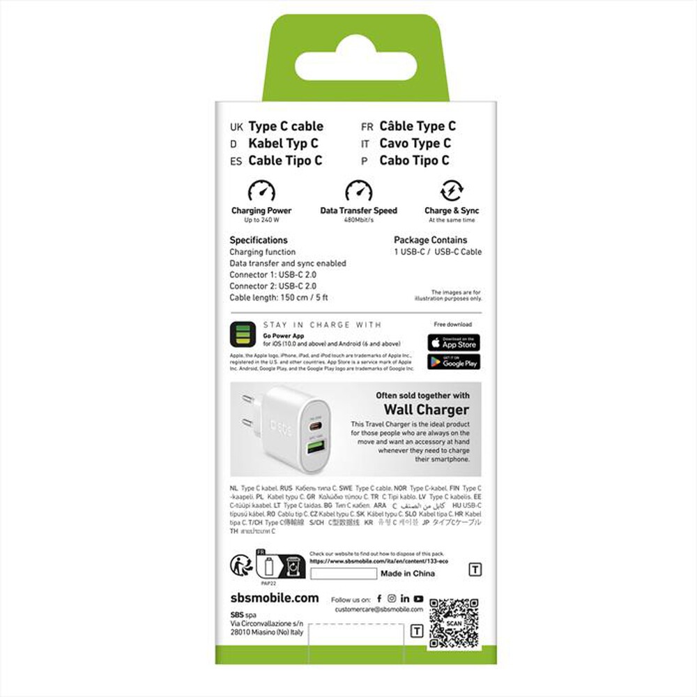 "SBS - Cavo Type-C TECABLE15TCC100W-Bianco"