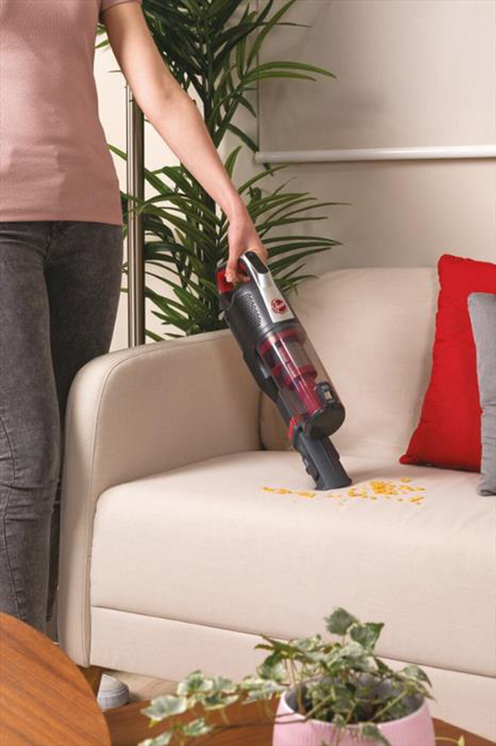 "HOOVER - Aspirapolvere ricaricabile HF522STH-Grigio, Rosso"