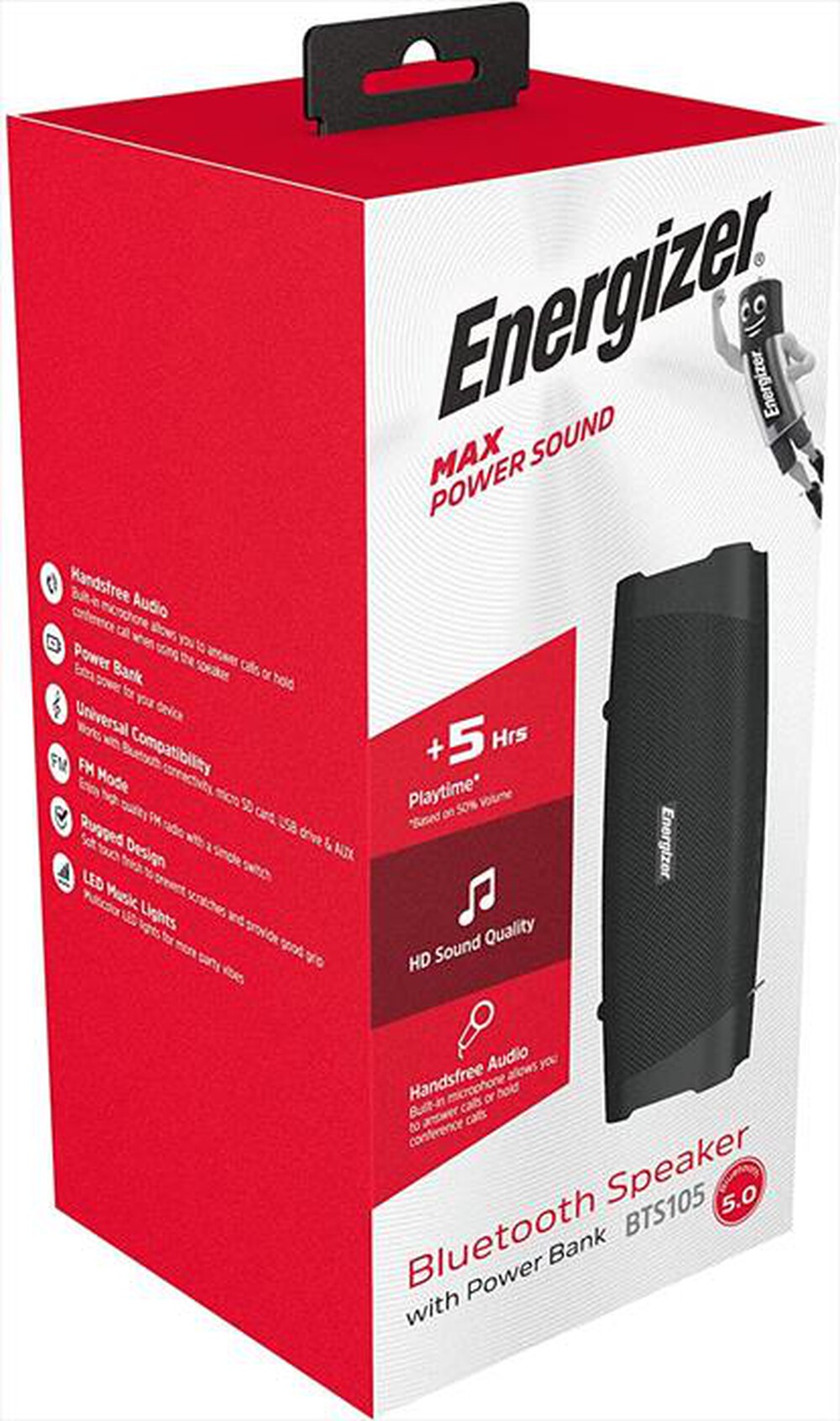 "ENERGIZER - BTS105 SPEAKER PORTATILE BLUETOOTH-NERO"