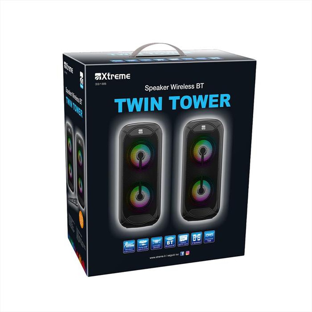 "XTREME - SPEAKER WIRELESS BT TWIN TOWER-NERO"