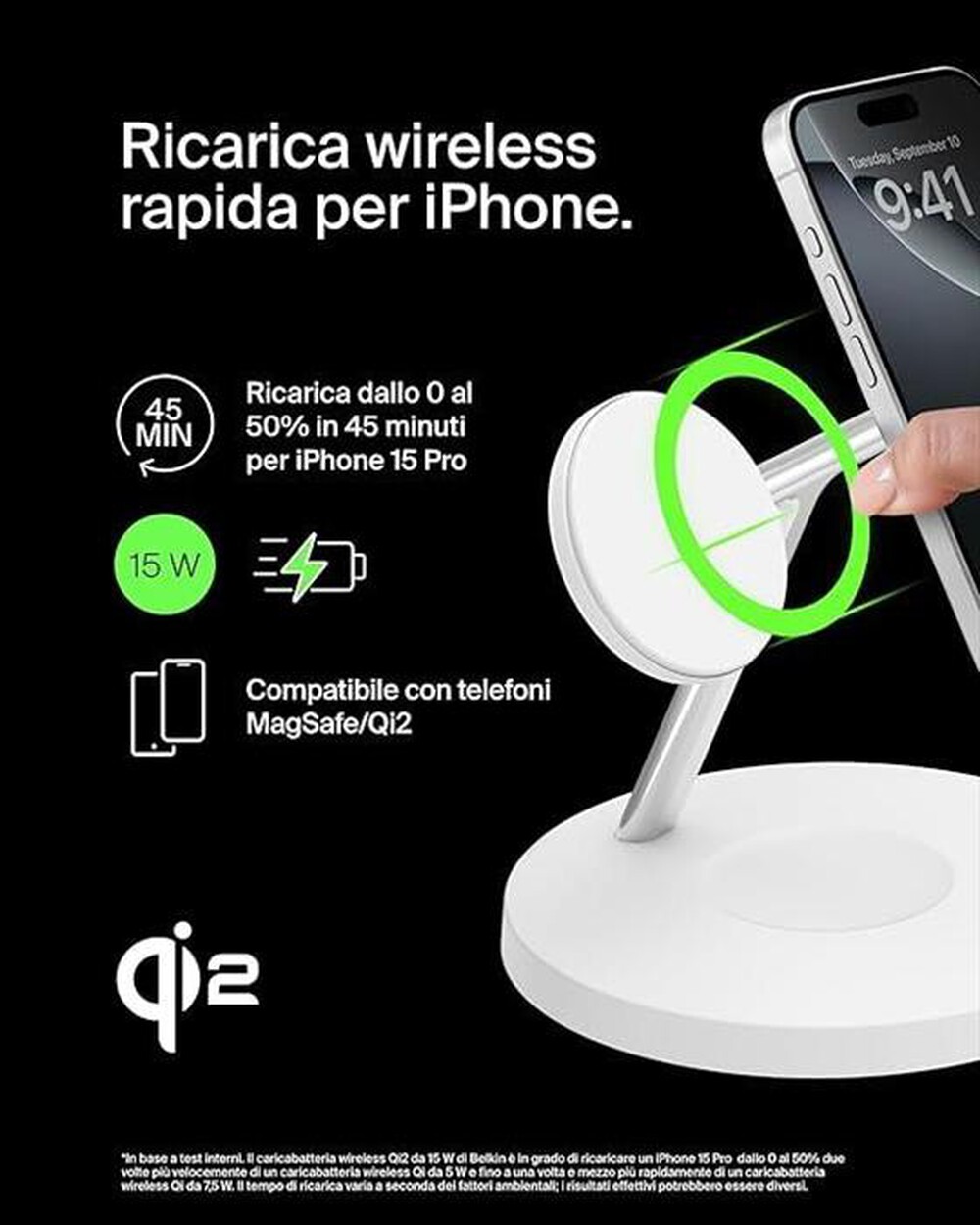 "BELKIN - BOOSTCHARGE PRO 3-IN-1 QI2 15W WIRELESS-Bianco"
