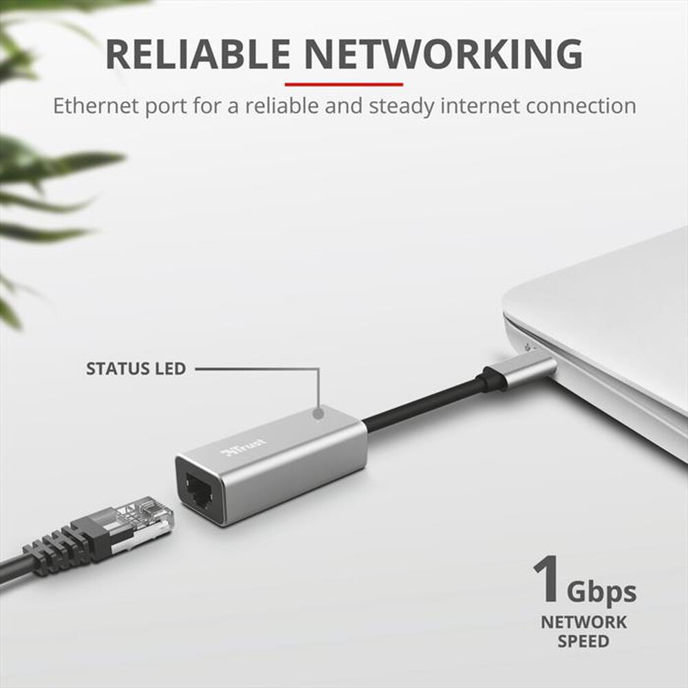 "TRUST - DALYX USB-C NETWORK ADAPTER-Grey/Black"