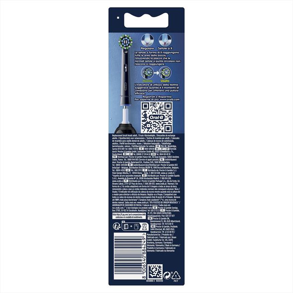 "ORAL-B - TESTINE PRO CROSS ACTION BLACK 3 TESTINE-NERO"